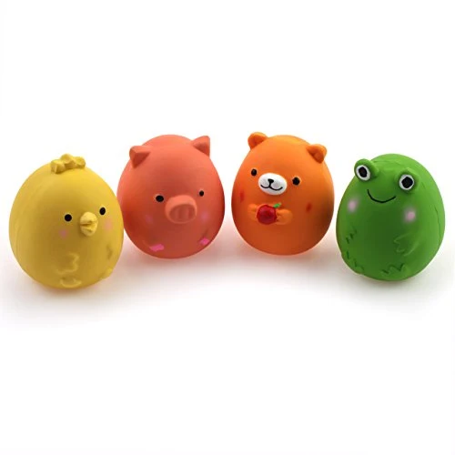 Chiwava - Juego de juguetes de látex para cachorros de 2,4 pulgadas, divertidos animales, juego interactivo para perros pequeños, colores surtidos