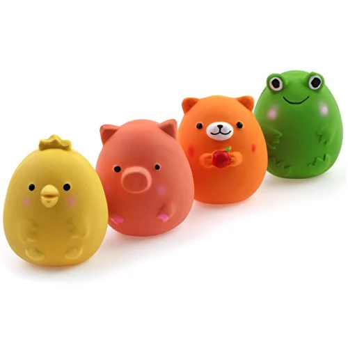 Chiwava - Juego de juguetes de látex para cachorros de 2,4 pulgadas, divertidos animales, juego interactivo para perros pequeños, colores surtidos