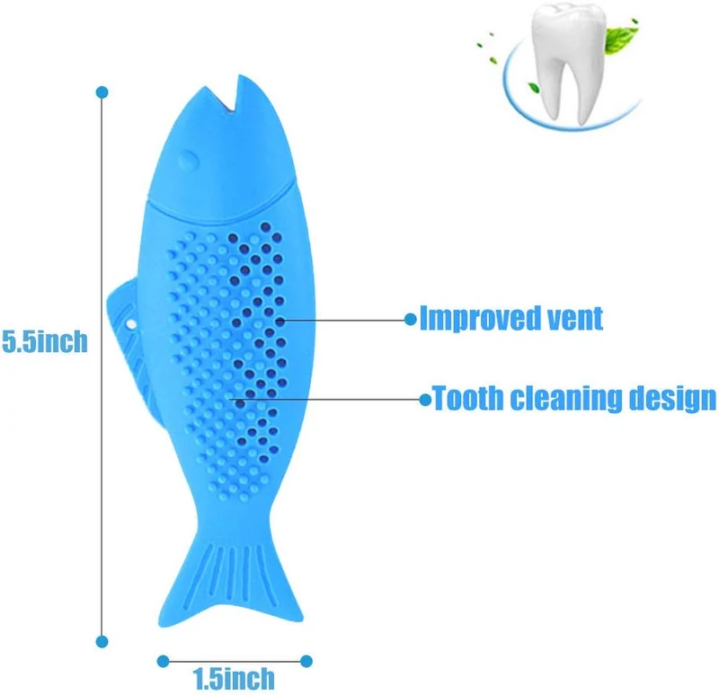 Dillitop Catnip Juguetes para gatos, juguete interactivo de goma natural con forma de pez para gatos, eficaz para limpiar los dientes de gato, cuidado dental, palillo para masticar para mascotas, gatos, 2 unidades