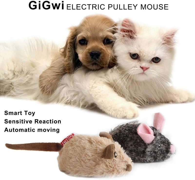 Vealind GiGwi - Ratón automático para gato con sonidos realistas (oreja de café)