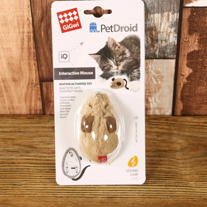 Vealind GiGwi - Ratón automático para gato con sonidos realistas (oreja de café)