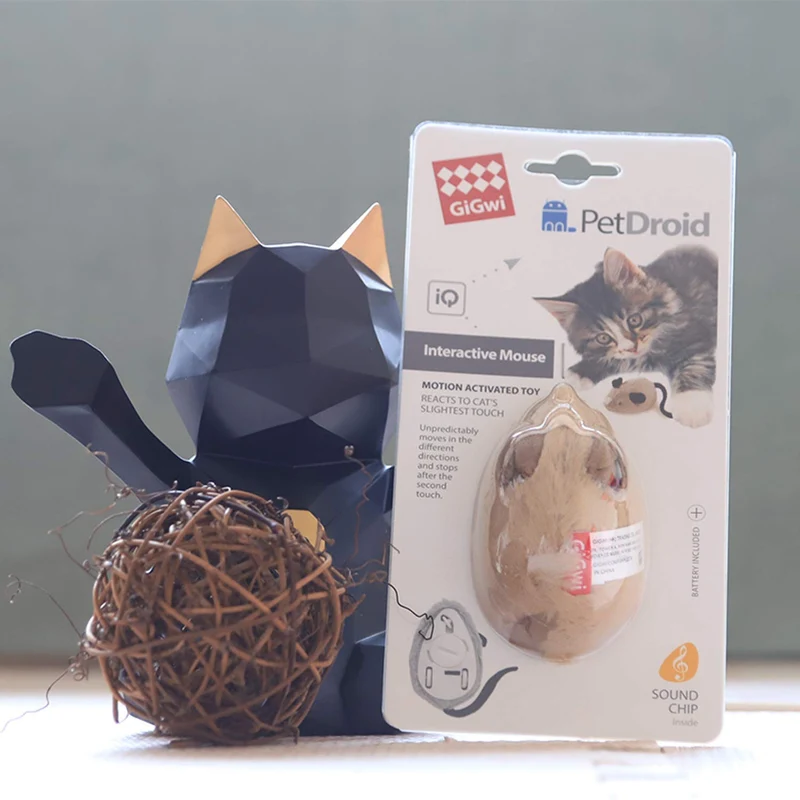 Vealind GiGwi - Ratón automático para gato con sonidos realistas (oreja de café)