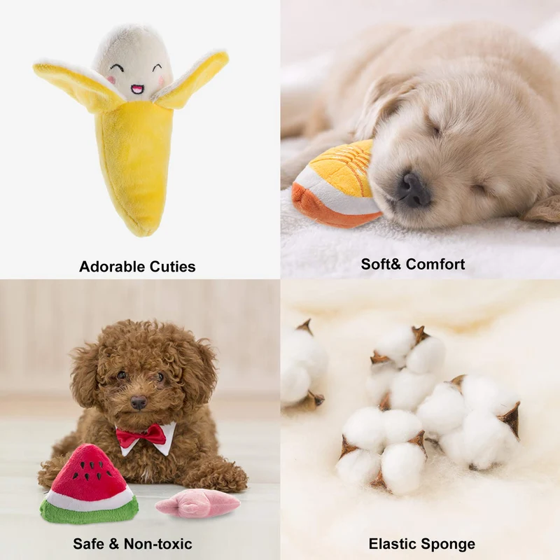 Nocciola - Juguetes de peluche, 12 unidades, para perros pequeños, medianos, juguetes para mascotas, juguetes chirriantes, juegos de peluche, bolsa de transporte