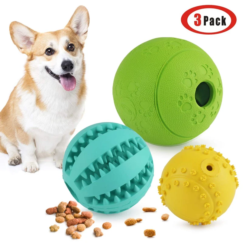 Idepet Pelota de juguete para perro, no tóxica, resistente a mordidas, pelota de juguete para mascotas, perros, cachorros, gatos, alimentador de comida para mascotas, masticar, limpieza de dientes, juego de pelotas de ejercicio, 2 unidades, azul y verde
