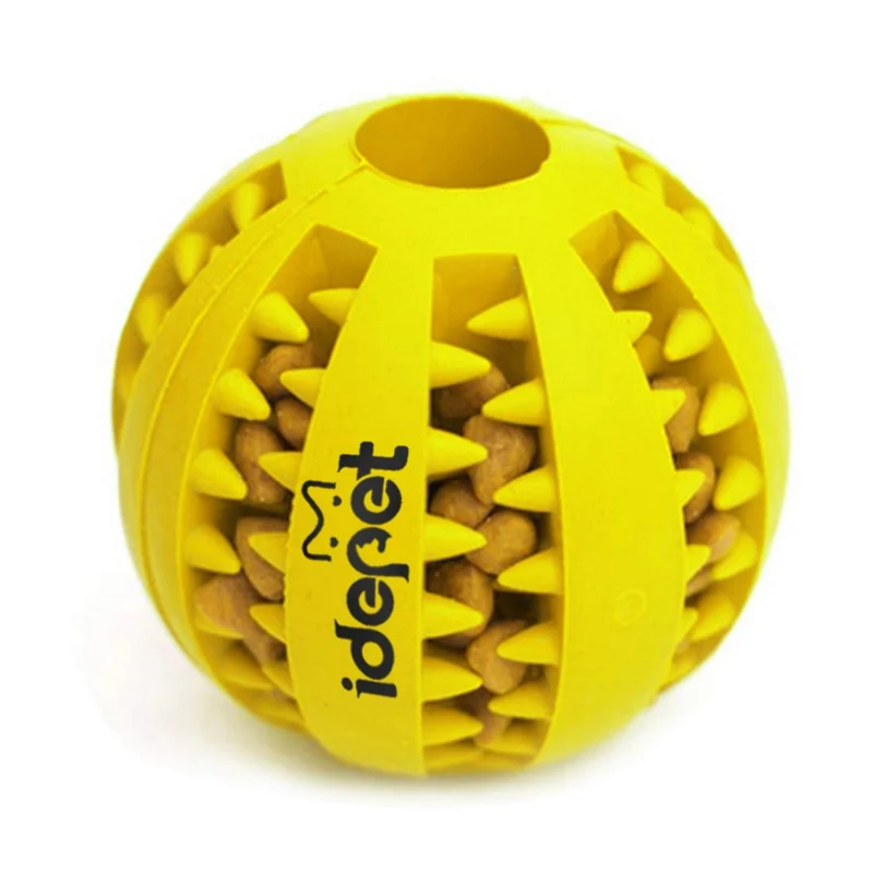 Idepet Pelota de juguete para perro, no tóxica, resistente a mordidas, pelota de juguete para mascotas, perros, cachorros, gatos, alimentador de comida para mascotas, masticar, limpieza de dientes, juego de pelotas de ejercicio, 2 unidades, azul y verde