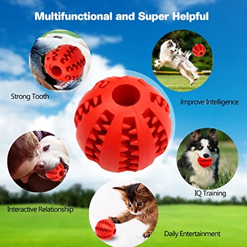 Idepet Pelota de juguete para perro, no tóxica, resistente a mordidas, pelota de juguete para mascotas, perros, cachorros, gatos, alimentador de comida para mascotas, masticar, limpieza de dientes, juego de pelotas de ejercicio, 2 unidades, azul y verde