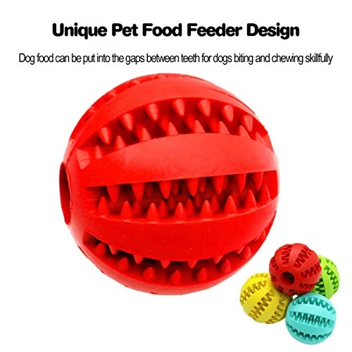 Idepet Pelota de juguete para perro, no tóxica, resistente a mordidas, pelota de juguete para mascotas, perros, cachorros, gatos, alimentador de comida para mascotas, masticar, limpieza de dientes, juego de pelotas de ejercicio, 2 unidades, azul y verde