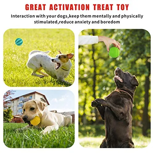 Idepet Pelota de juguete para perro, no tóxica, resistente a mordidas, pelota de juguete para mascotas, perros, cachorros, gatos, alimentador de comida para mascotas, masticar, limpieza de dientes, juego de pelotas de ejercicio, 2 unidades, azul y verde