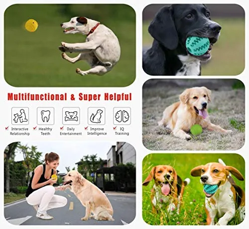 Idepet Pelota de juguete para perro, no tóxica, resistente a mordidas, pelota de juguete para mascotas, perros, cachorros, gatos, alimentador de comida para mascotas, masticar, limpieza de dientes, juego de pelotas de ejercicio, 2 unidades, azul y verde