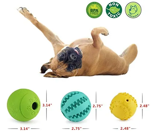 Idepet Pelota de juguete para perro, no tóxica, resistente a mordidas, pelota de juguete para mascotas, perros, cachorros, gatos, alimentador de comida para mascotas, masticar, limpieza de dientes, juego de pelotas de ejercicio, 2 unidades, azul y verde