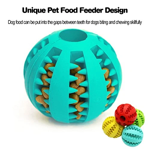 Idepet Pelota de juguete para perro, no tóxica, resistente a mordidas, pelota de juguete para mascotas, perros, cachorros, gatos, alimentador de comida para mascotas, masticar, limpieza de dientes, juego de pelotas de ejercicio, 2 unidades, azul y verde