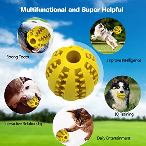 Idepet Pelota de juguete para perro, no tóxica, resistente a mordidas, pelota de juguete para mascotas, perros, cachorros, gatos, alimentador de comida para mascotas, masticar, limpieza de dientes, juego de pelotas de ejercicio, 2 unidades, azul y verde