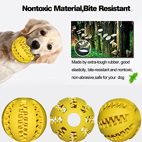 Idepet Pelota de juguete para perro, no tóxica, resistente a mordidas, pelota de juguete para mascotas, perros, cachorros, gatos, alimentador de comida para mascotas, masticar, limpieza de dientes, juego de pelotas de ejercicio, 2 unidades, azul y verde
