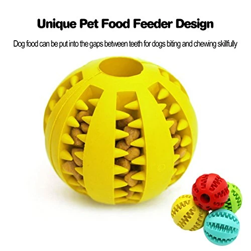 Idepet Pelota de juguete para perro, no tóxica, resistente a mordidas, pelota de juguete para mascotas, perros, cachorros, gatos, alimentador de comida para mascotas, masticar, limpieza de dientes, juego de pelotas de ejercicio, 2 unidades, azul y verde