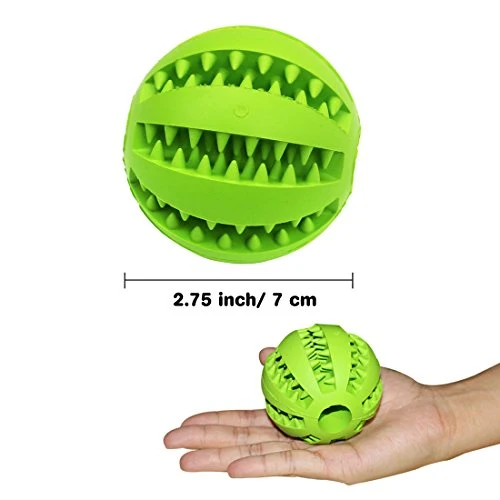 Idepet Pelota de juguete para perro, no tóxica, resistente a mordidas, pelota de juguete para mascotas, perros, cachorros, gatos, alimentador de comida para mascotas, masticar, limpieza de dientes, juego de pelotas de ejercicio, 2 unidades, azul y verde