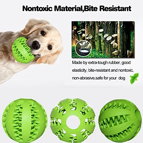 Idepet Pelota de juguete para perro, no tóxica, resistente a mordidas, pelota de juguete para mascotas, perros, cachorros, gatos, alimentador de comida para mascotas, masticar, limpieza de dientes, juego de pelotas de ejercicio, 2 unidades, azul y verde