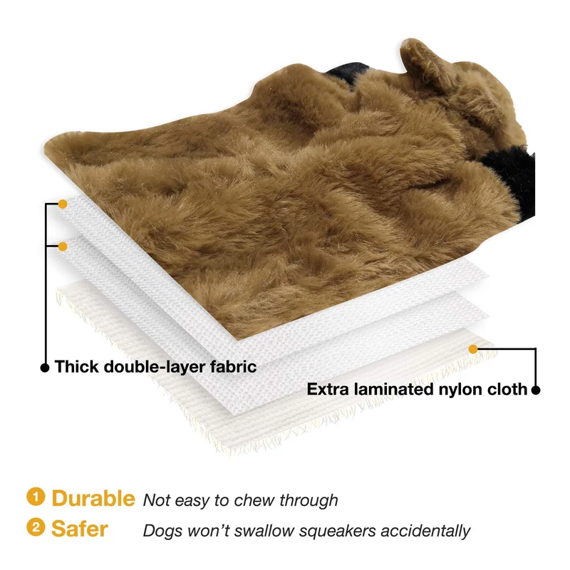 Juguete para perro de Nocciola, sin relleno, juguete para perro de felpa chirriante, duradero, sin relleno, juguete para masticar para perros medianos y grandes, paquete de 5