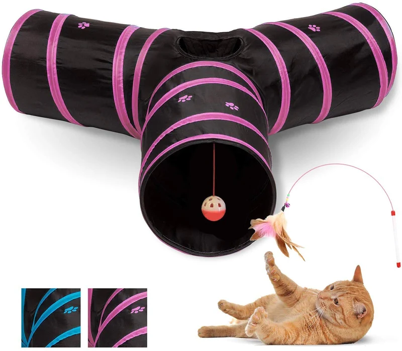 All Prime Cat Tunnel- También se incluye un juguete interactivo para gatos (valor de 5 dólares), juguetes para gatos, túneles para gatos de interior, tubo para gatos, túnel plegable de 3 vías, gran juguete para gatos y conejos