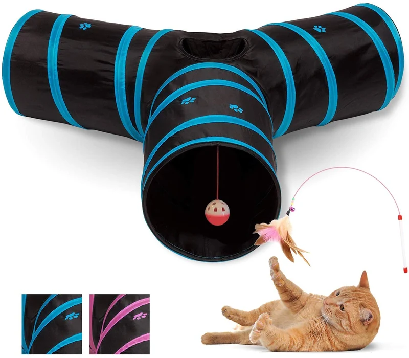 All Prime Cat Tunnel- También se incluye un juguete interactivo para gatos (valor de 5 dólares), juguetes para gatos, túneles para gatos de interior, tubo para gatos, túnel plegable de 3 vías, gran juguete para gatos y conejos