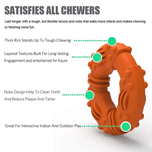 Juguetes para masticar perros GUCHO duraderos para masticadores agresivos. Garantía de reemplazo de por vida. Juguetes para perros indestructibles, juguetes de goma para masticar para perros medianos y grandes, juguetes de entrenamiento perfecto para dent