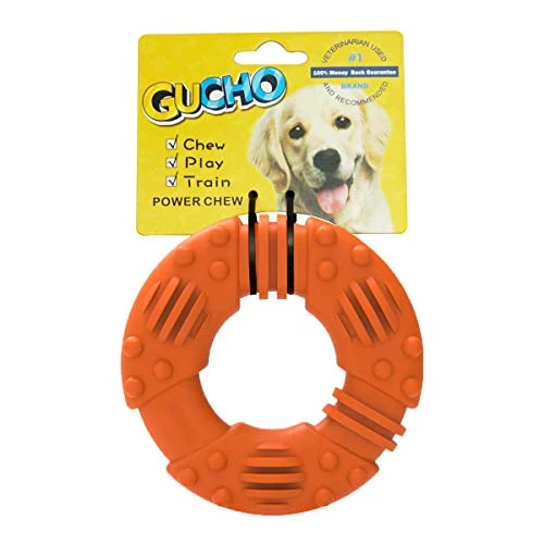 Juguetes para masticar perros GUCHO duraderos para masticadores agresivos. Garantía de reemplazo de por vida. Juguetes para perros indestructibles, juguetes de goma para masticar para perros medianos y grandes, juguetes de entrenamiento perfecto para dent
