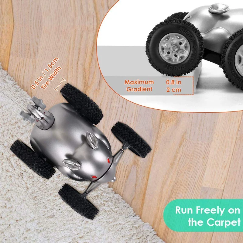Juguete de plumas de gato SlowTon, forma de ratón, movimiento interactivo, automático, rata robótica, sonido, para gatitos, estimulación de instintos de caza de gatos, regalos divertidos para mascotas (no incluye batería)