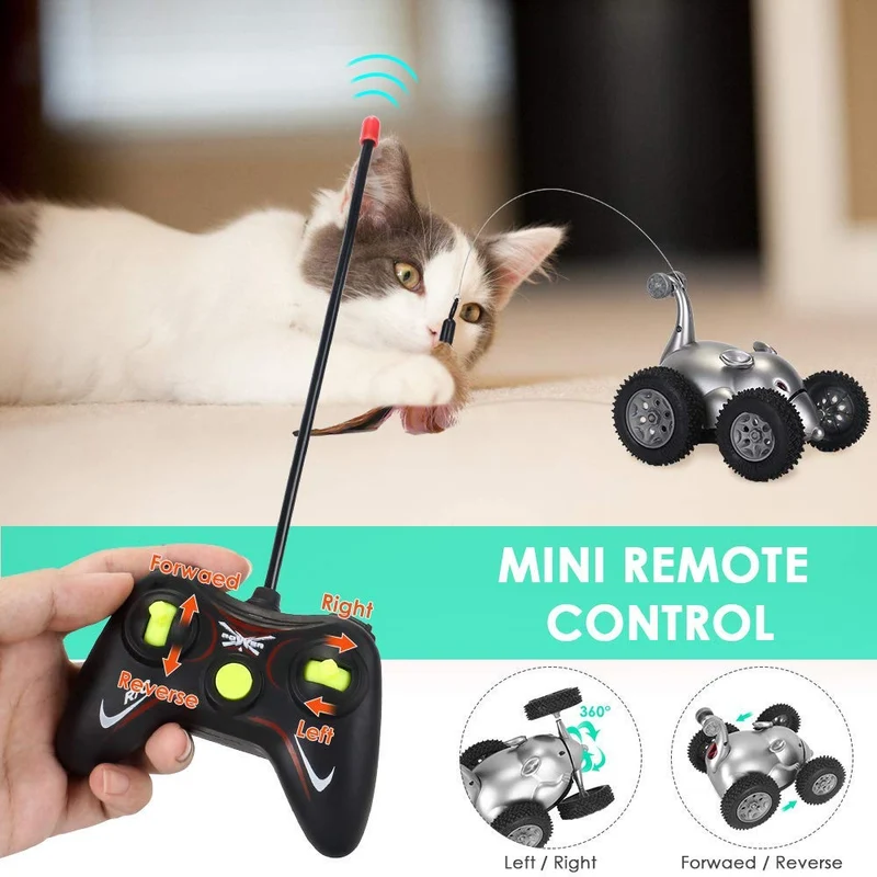 Juguete de plumas de gato SlowTon, forma de ratón, movimiento interactivo, automático, rata robótica, sonido, para gatitos, estimulación de instintos de caza de gatos, regalos divertidos para mascotas (no incluye batería)