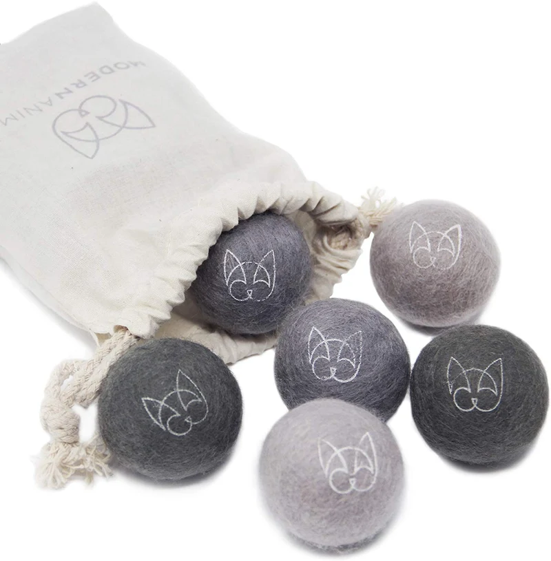 Moderna Animal Juego de 6 fieltro de lana pelota de juguete con cascabel para gatos y perros pequeños. Hecho a mano natural, ecológica divertido jugar juguete