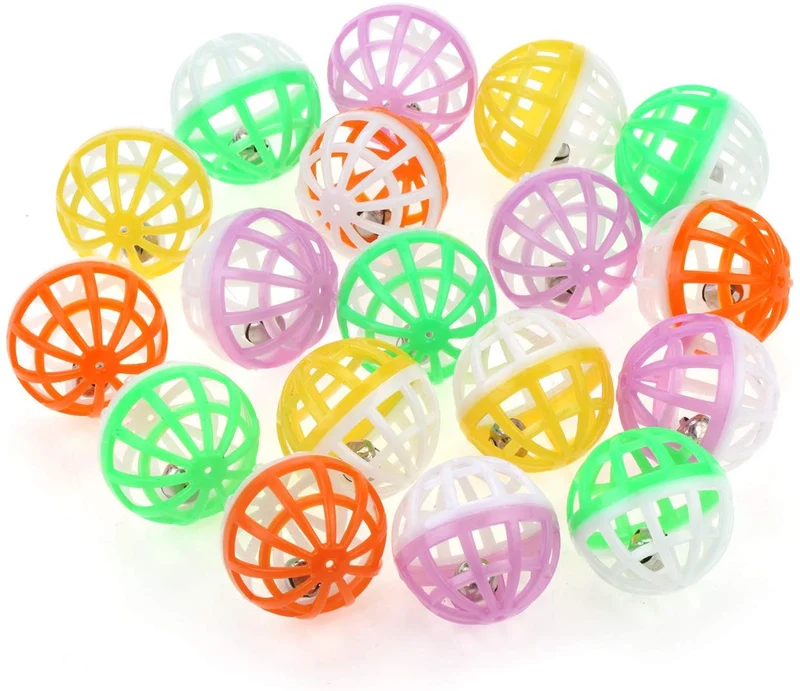 chiwava 48pcs 1.6" gato juguete bola con Bell de plástico entramado de Jingle Balls gatito Chase Pounce Sonajero Juguete Assorted Color