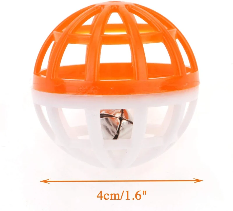chiwava 48pcs 1.6" gato juguete bola con Bell de plástico entramado de Jingle Balls gatito Chase Pounce Sonajero Juguete Assorted Color
