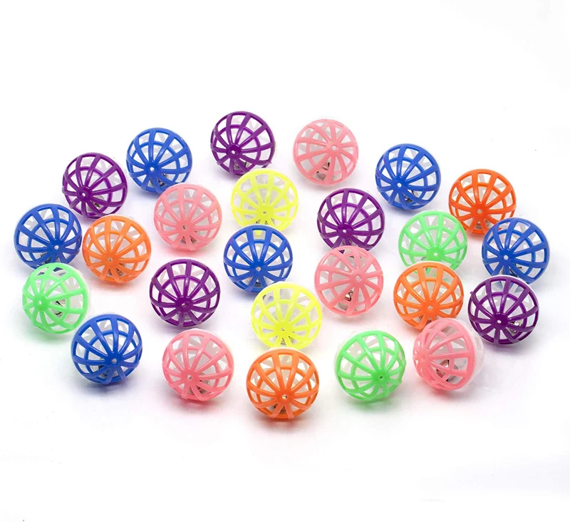 chiwava 48pcs 1.6" gato juguete bola con Bell de plástico entramado de Jingle Balls gatito Chase Pounce Sonajero Juguete Assorted Color