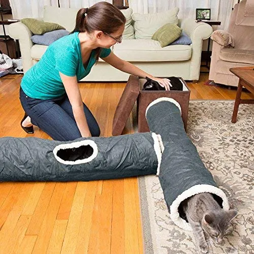 Juguete de túnel interactivo para gatos, ideal para gatos y gatitos juguetones, escondite divertido con uniones de túnel, suave y 100% amigable con las mascotas, túnel para mascotas extragrande