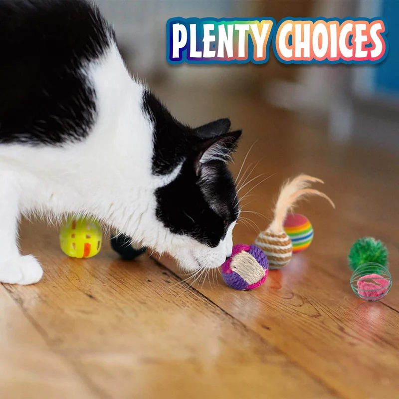 Cossy - Juego de 18 juguetes para gatos, incluye mordedor de plumas de gato, varita interactiva, ratón esponjoso, bolas arrugadas para gato, cachorro, gatito y gatito