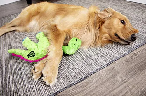 Juguete para perro de felpa, goDog, dinosaurios con tecnología Chew Guard