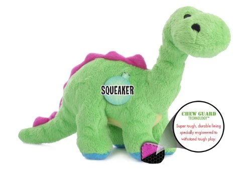 Juguete para perro de felpa, goDog, dinosaurios con tecnología Chew Guard