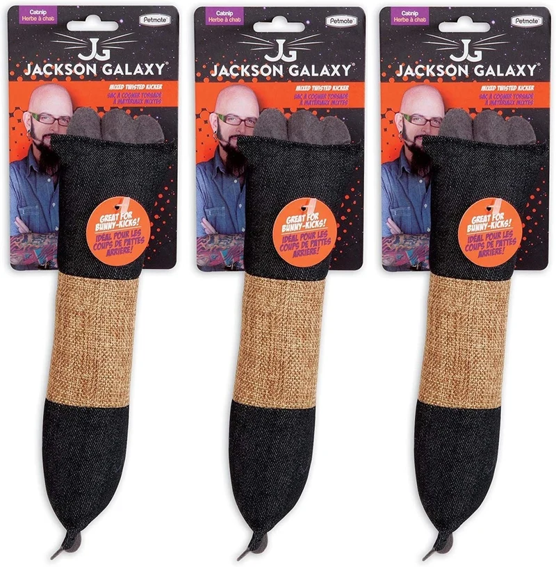 Petmate Pack of 3 Jackson Galaxy Denim and Sisal Twisted Kicker Toys