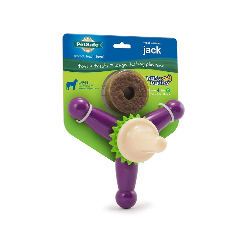Juguete para perro PetSafe Busy Buddy Jack, juguete para masticar con dulces