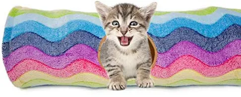 Luckitty - Túnel plegable con pelotas de peluche, para mascotas pequeñas, conejos, gatitos, hurones, cachorros y perros