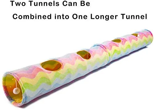 Luckitty - Túnel plegable con pelotas de peluche, para mascotas pequeñas, conejos, gatitos, hurones, cachorros y perros