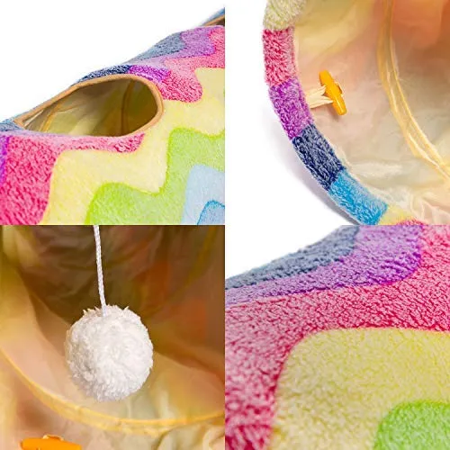 Luckitty - Túnel plegable con pelotas de peluche, para mascotas pequeñas, conejos, gatitos, hurones, cachorros y perros