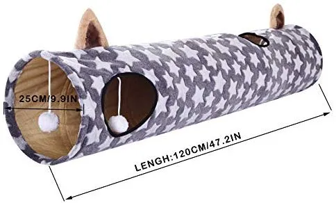 Luckitty - Túnel plegable con pelotas de peluche, para mascotas pequeñas, conejos, gatitos, hurones, cachorros y perros