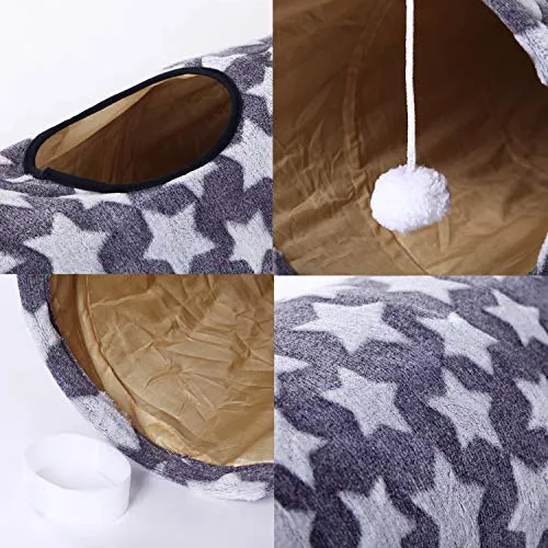Luckitty - Túnel plegable con pelotas de peluche, para mascotas pequeñas, conejos, gatitos, hurones, cachorros y perros