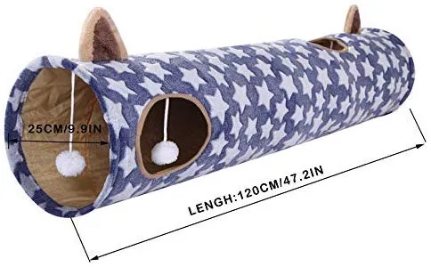 Luckitty - Túnel plegable con pelotas de peluche, para mascotas pequeñas, conejos, gatitos, hurones, cachorros y perros