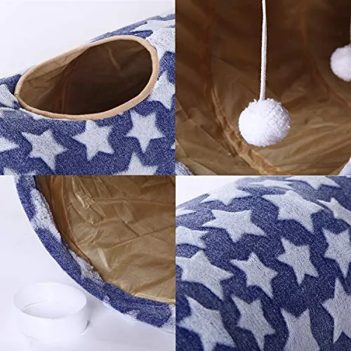 Luckitty - Túnel plegable con pelotas de peluche, para mascotas pequeñas, conejos, gatitos, hurones, cachorros y perros