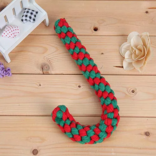 Calcetín de Navidad, juguete de cuerda de perro de Navidad, juego de regalo de bastón de caramelo, cuerda de algodón, juguete para masticar para cachorros, perros medianos, limpieza y entrenamiento