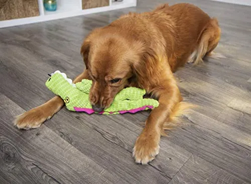 trustypup Gator juguete para perro con silencioso Chirriador, verde