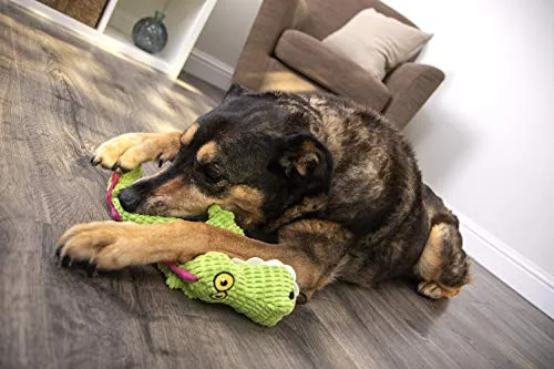 trustypup Gator juguete para perro con silencioso Chirriador, verde