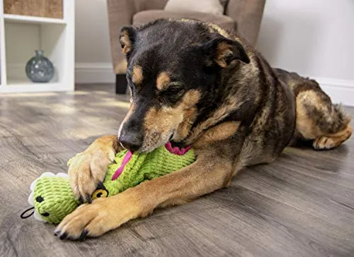 trustypup Gator juguete para perro con silencioso Chirriador, verde