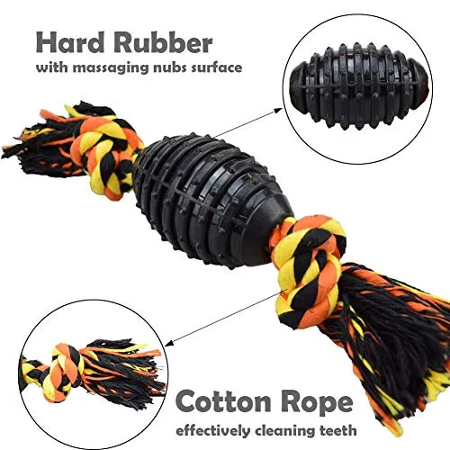 LECHONG Durable Dog Chew Toys for Aggressive Chewer, Combine Ball Rope Dog Toy 13.5 Inch Nearly Indestructible Dog Toy with Convex Design for Puppy Small Medium and Large Dogs