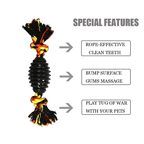LECHONG Durable Dog Chew Toys for Aggressive Chewer, Combine Ball Rope Dog Toy 13.5 Inch Nearly Indestructible Dog Toy with Convex Design for Puppy Small Medium and Large Dogs